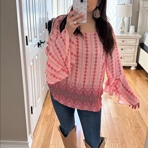 Tie dye bell sleeve top